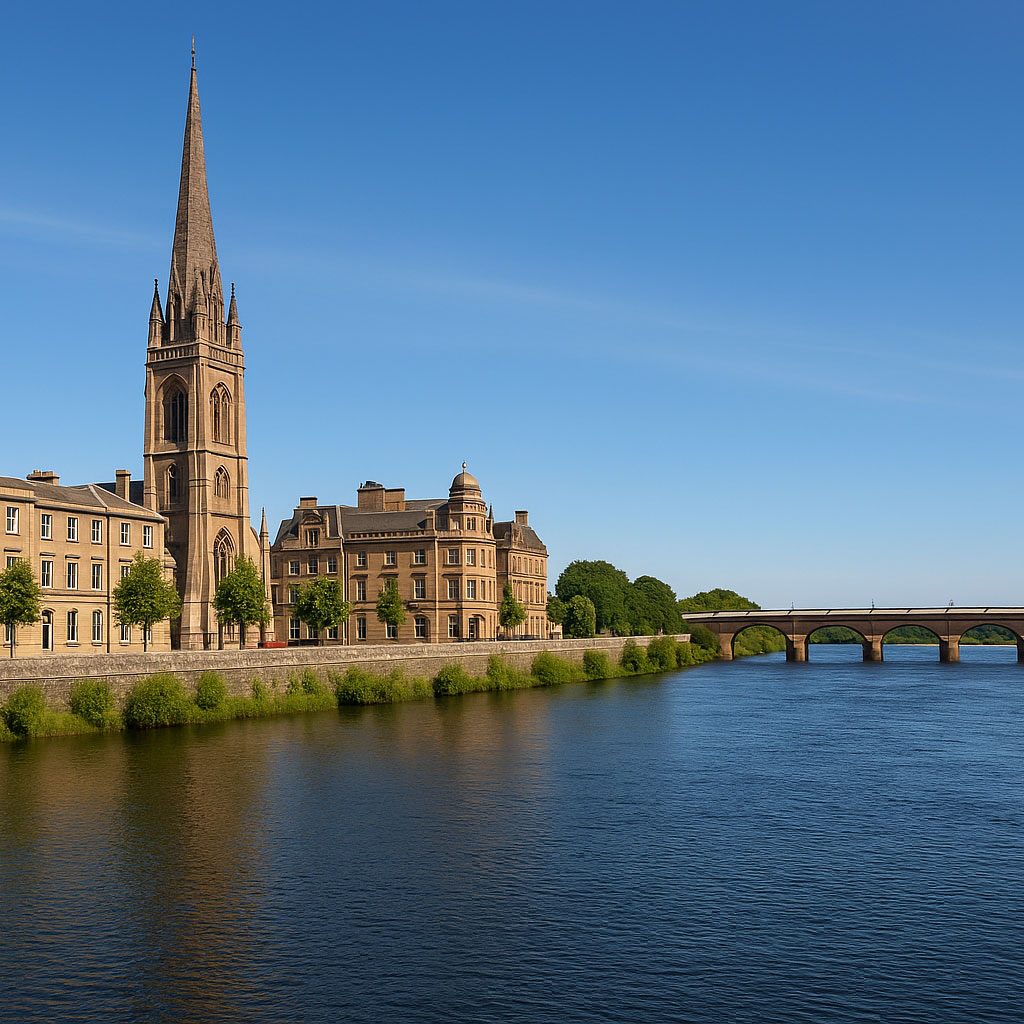 Perth walking tours along the River Tay with scenic city views